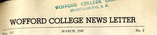 Wofford College News Letter (World War II)