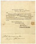 Enclosure for a check drawn on Bank of the United States by Treasurer of the United States, Thomas T. Tucker, to John Montgomery.