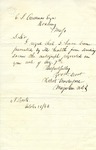 U.S. Army General Robert Anderson letter in which he provides his autograph, Roxbury, Mass., October 28, 1866.